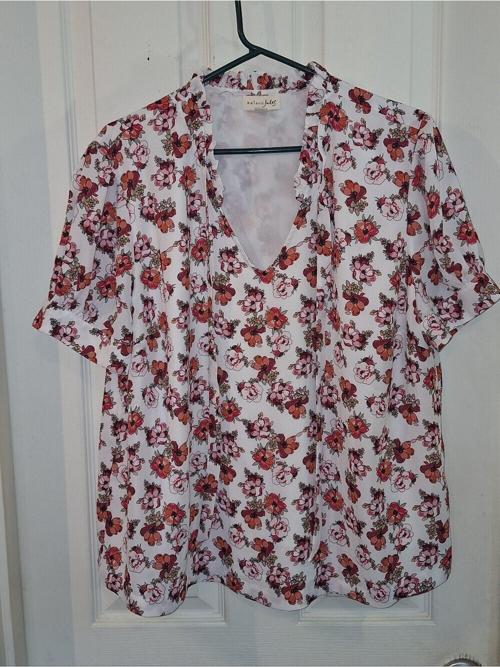 Womens White Floral Top XXL